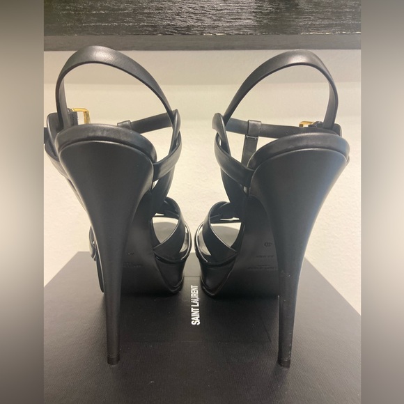 Saint Laurent Tribute 105 Leather Platform Sandal, Sz 9.5 - Picture 8 of 14